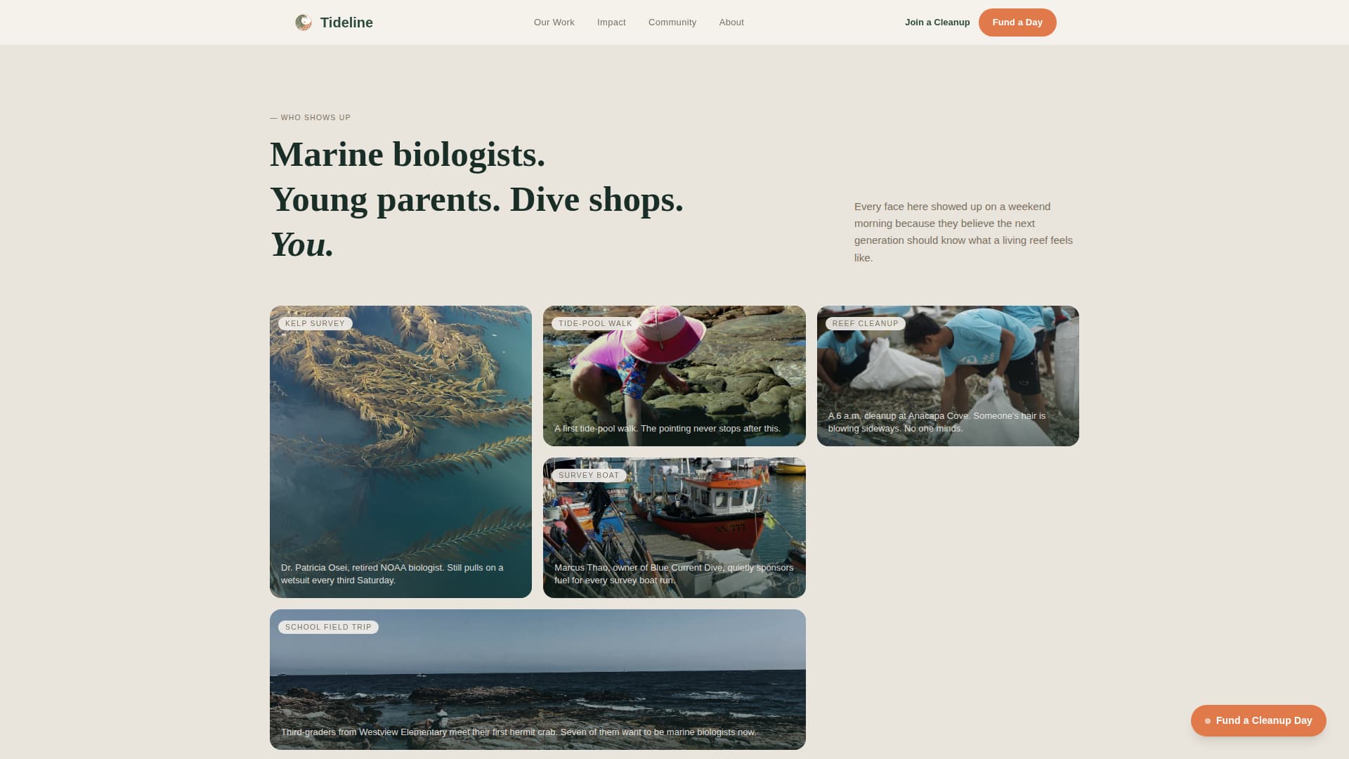 Tideline - Inspiring Oceanconservation Landing Page Template