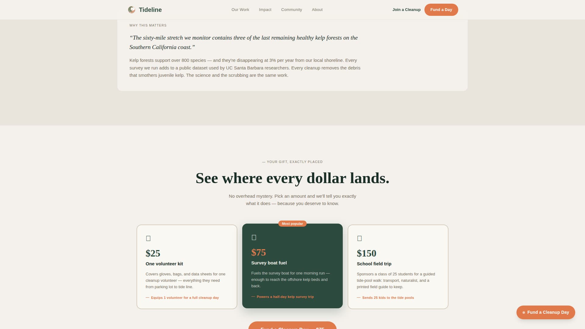 Tideline - Inspiring Oceanconservation Landing Page Template