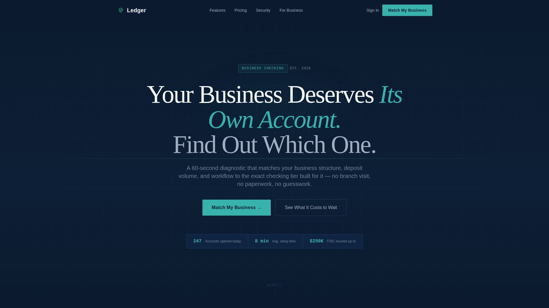 Ledger - Powerful Smallbusinesschecking Landing Page Template