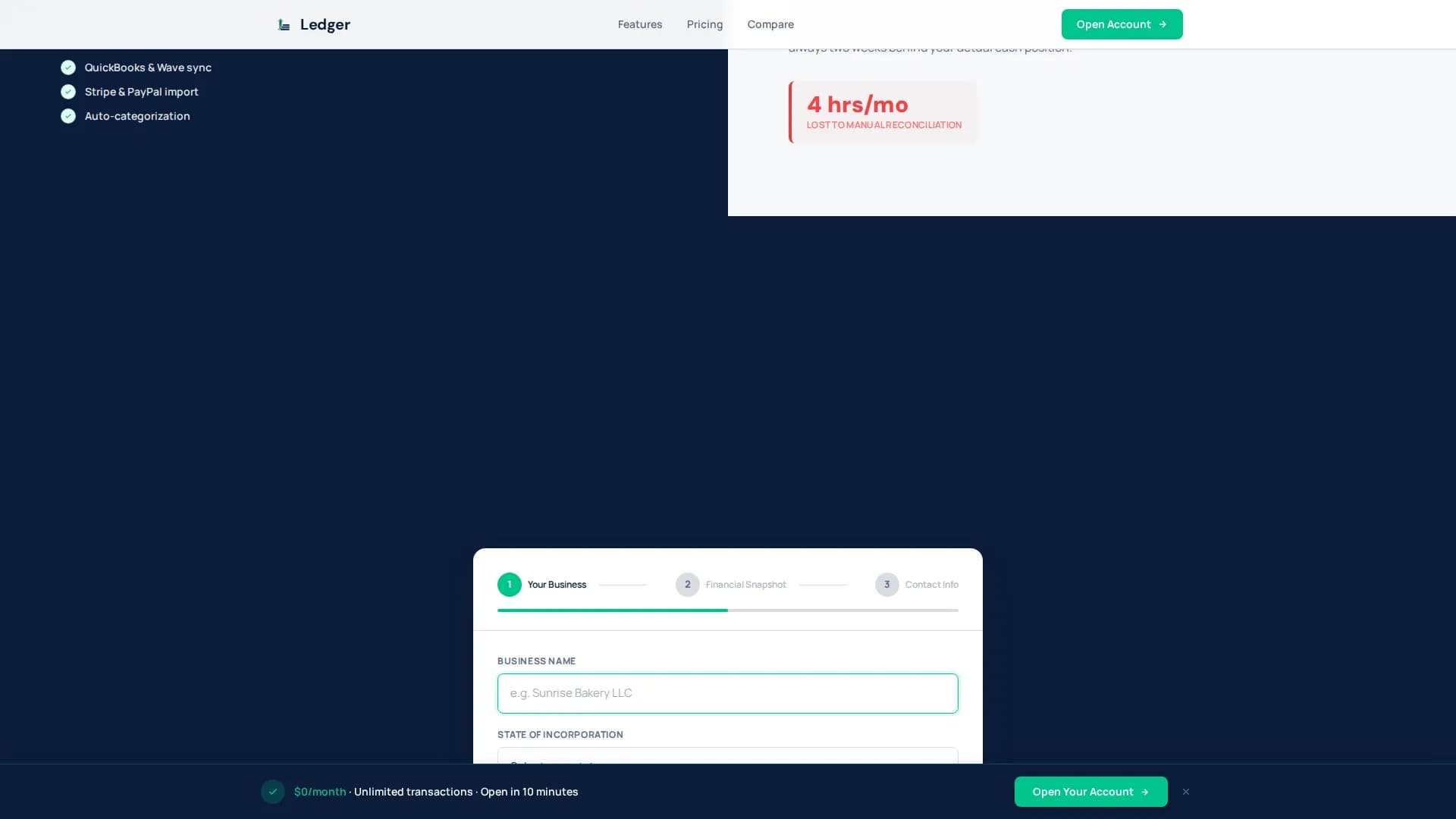 Streamline — Checking Account Business Landing Page Template