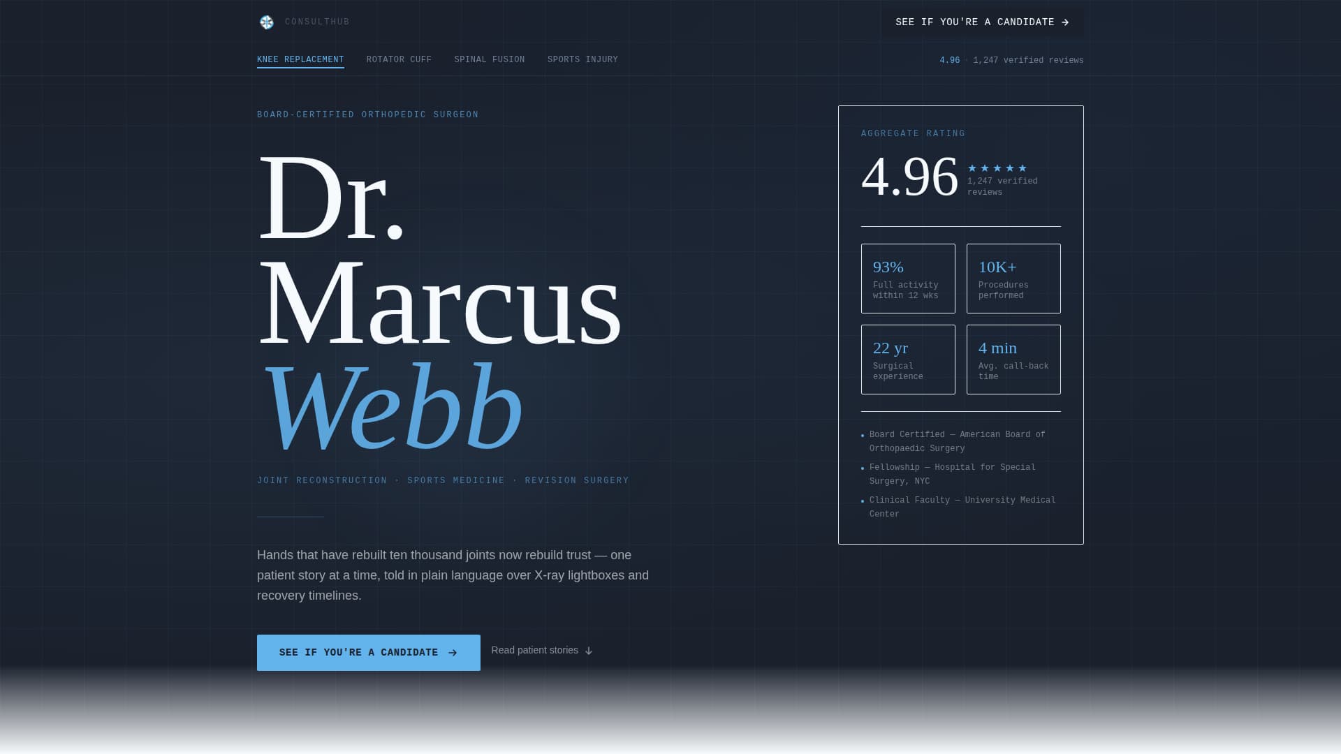 Orthopedic Surgeon Booking Website Template