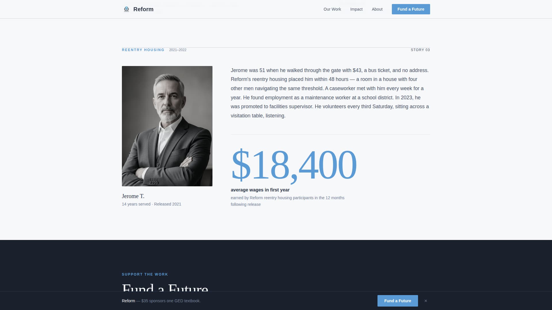 Reform - Powerful Reentry Landing Page Template