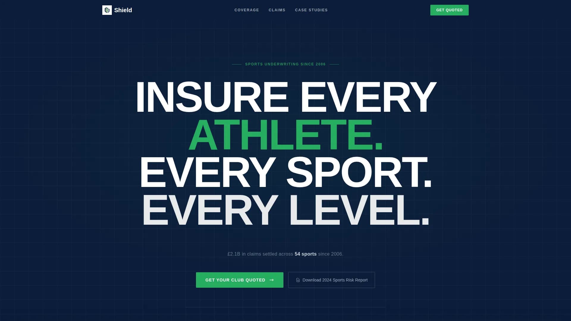 Shield - Trusted Sports Insurance Landing Page Template