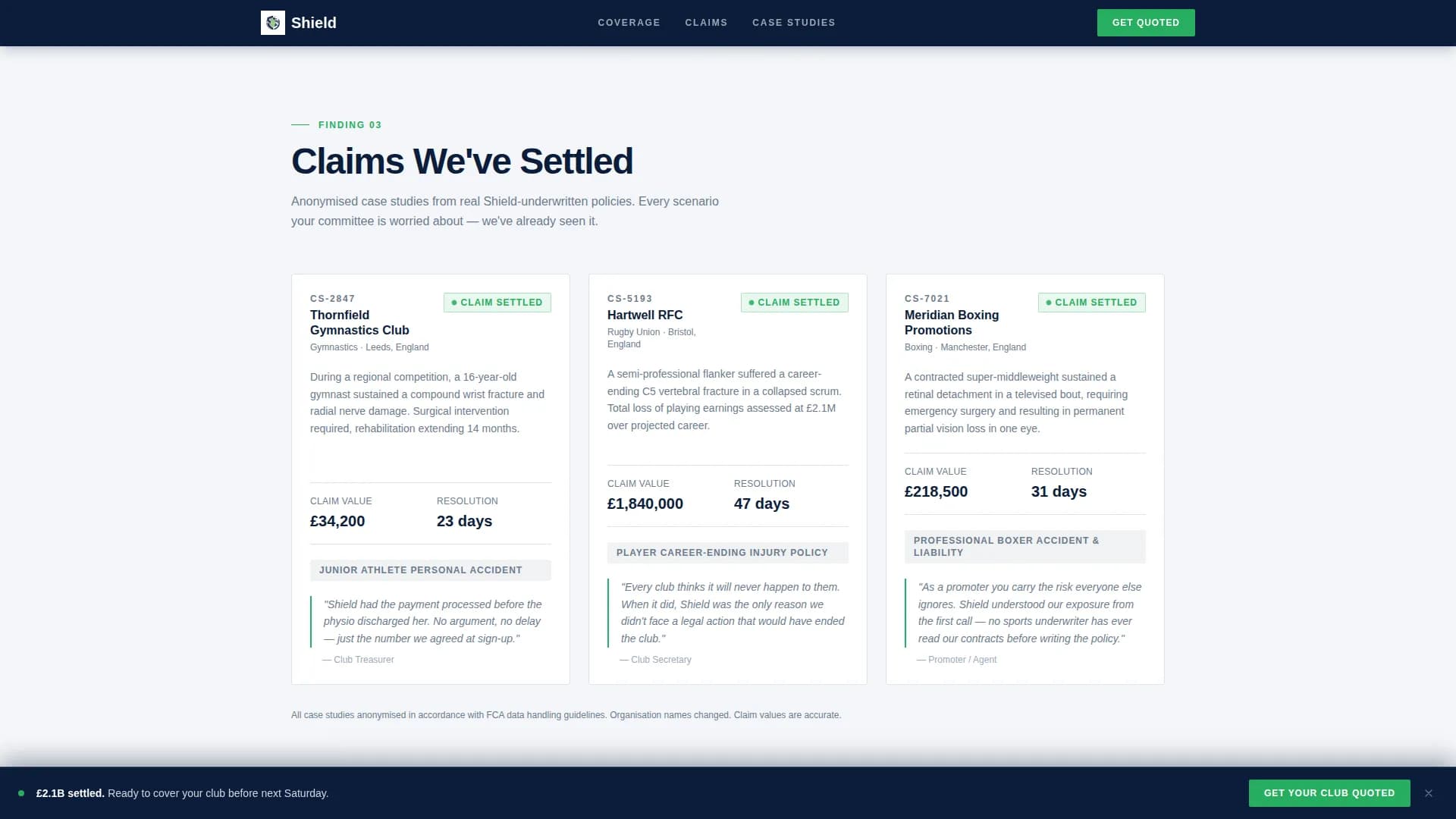 Shield - Trusted Sports Insurance Landing Page Template