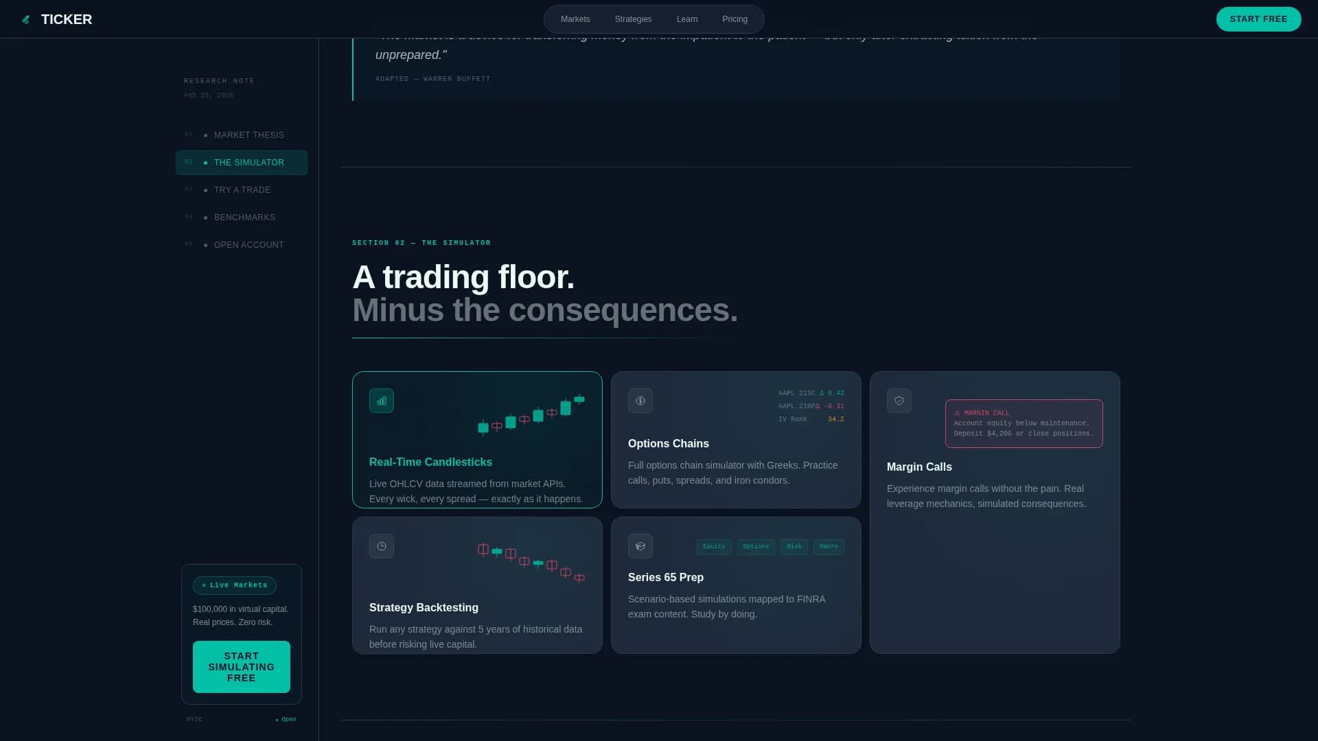 Bullseye — Stock Simulator Market Landing Page Template