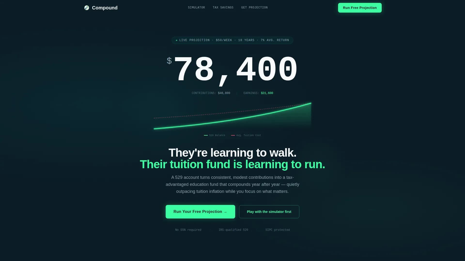 Compound — Intelligent Education Savings Landing Page Template