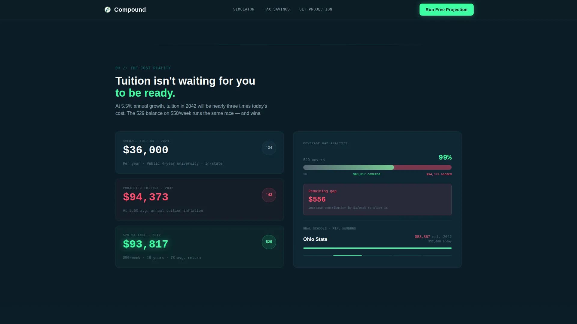 Compound — Intelligent Education Savings Landing Page Template