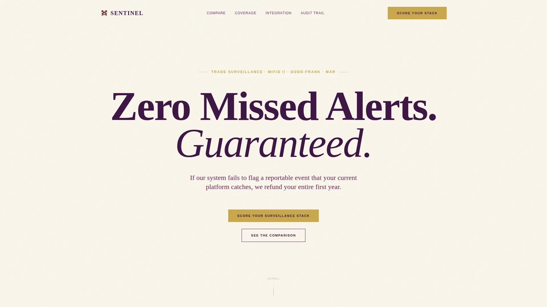 Sentinel — Vigilant Trade Surveillance Landing Page Template
