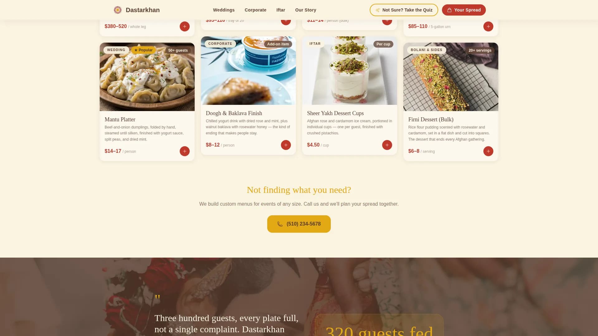 Middle Eastern Cuisine & Dining Specialist Portfolio Website Template