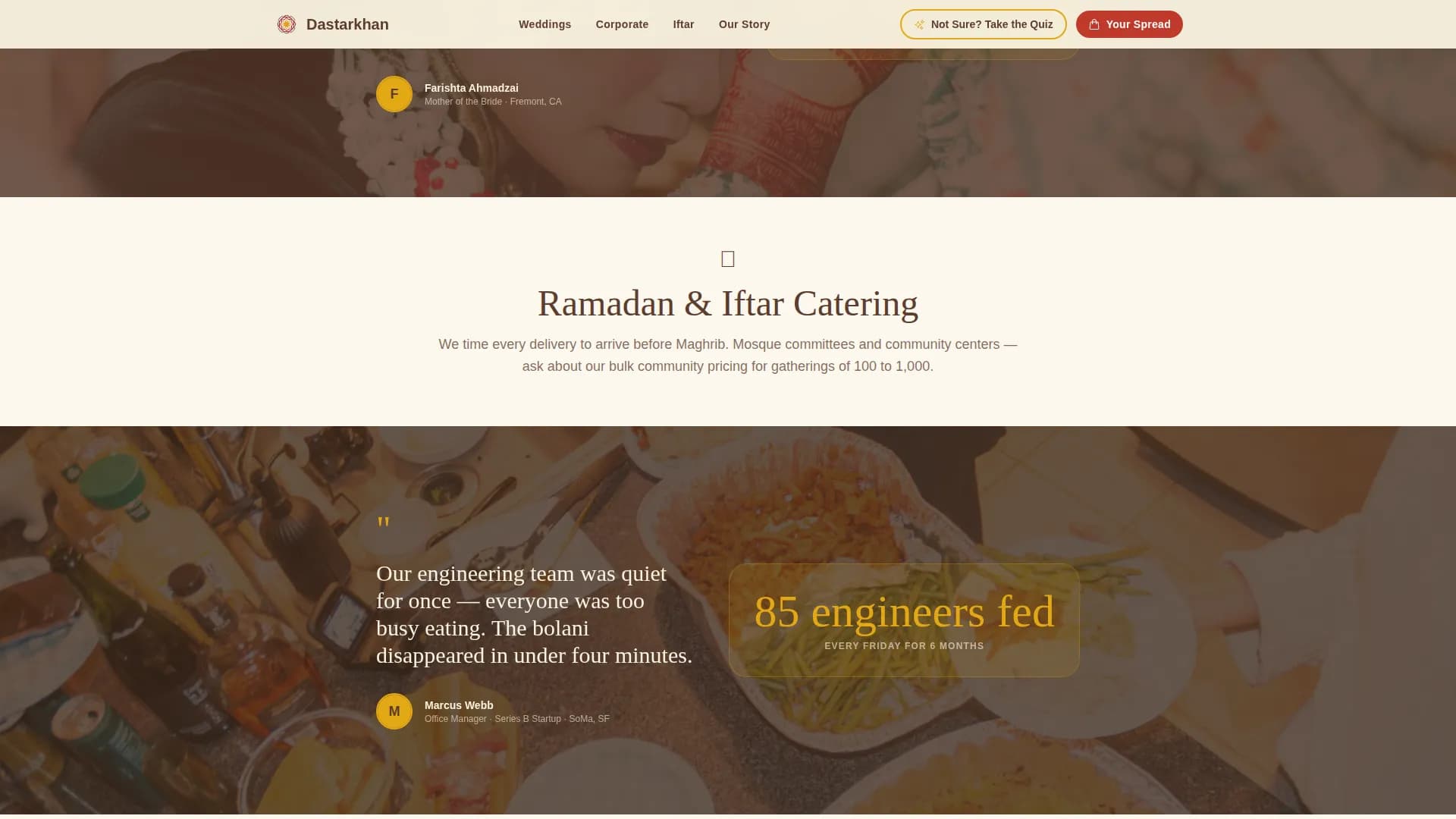 Middle Eastern Cuisine & Dining Specialist Portfolio Website Template