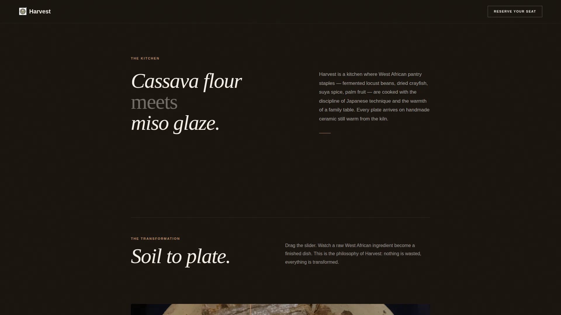 Harvest — Curated African Cuisine Landing Page Template
