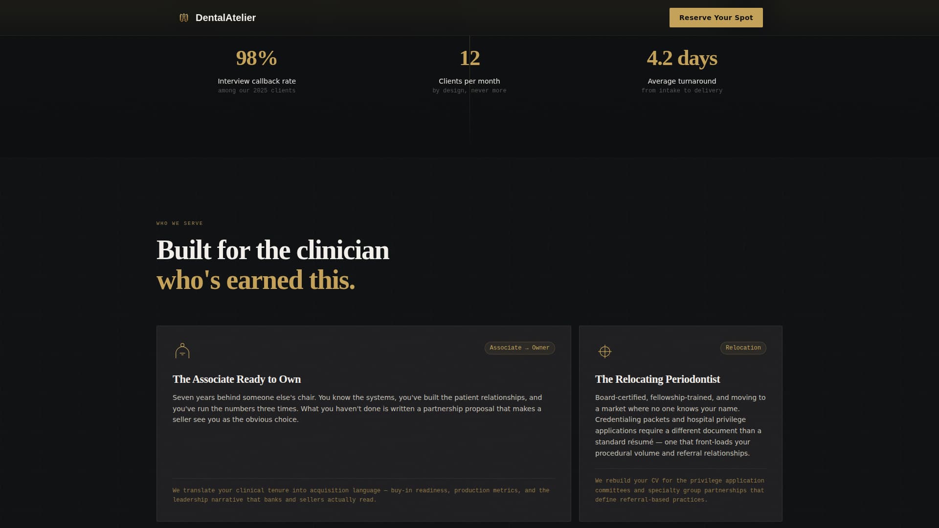 Atelier - Precision Dentist Landing Page Template