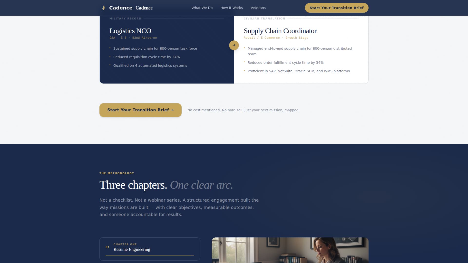 Cadence - Trusted Militarytransition Landing Page Template