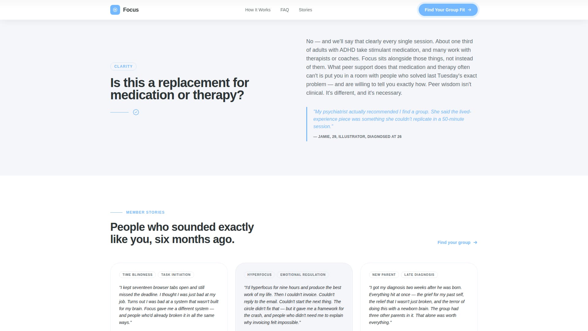 ADHD Care FAQ Website Template