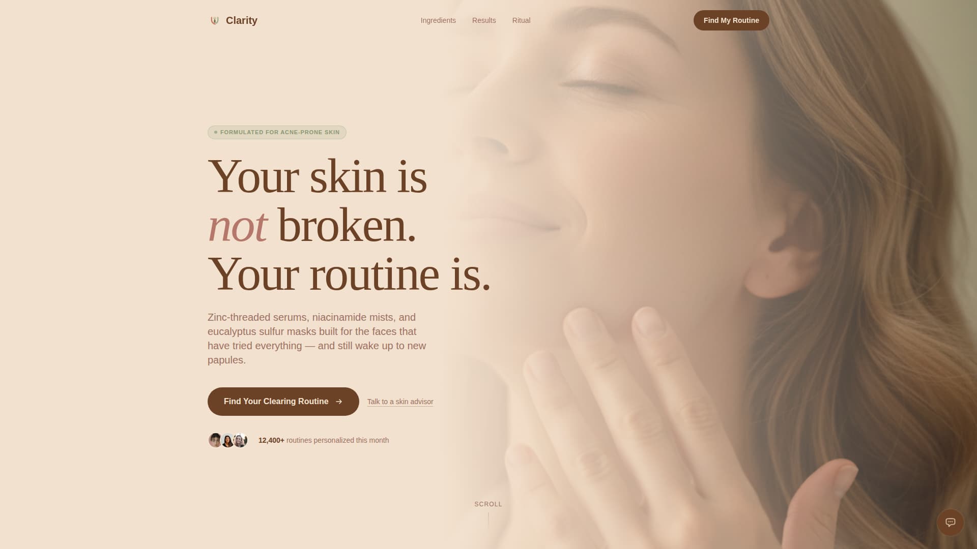 Clarity - Healing Skincare Landing Page Template