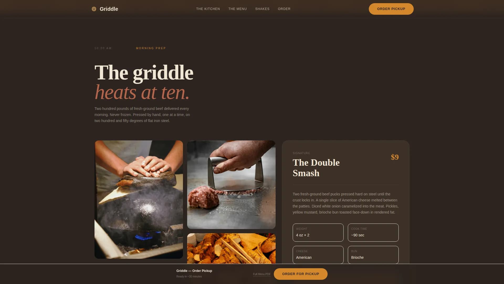 Griddle — Smash Burger Ordering Landing Page Template