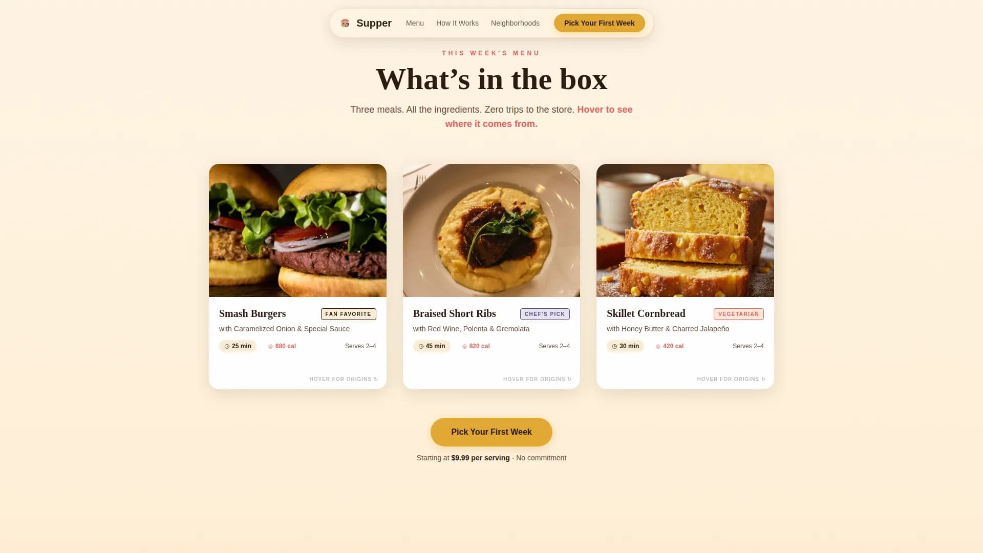 Supper — Meal Kit Subscription Landing Page Template