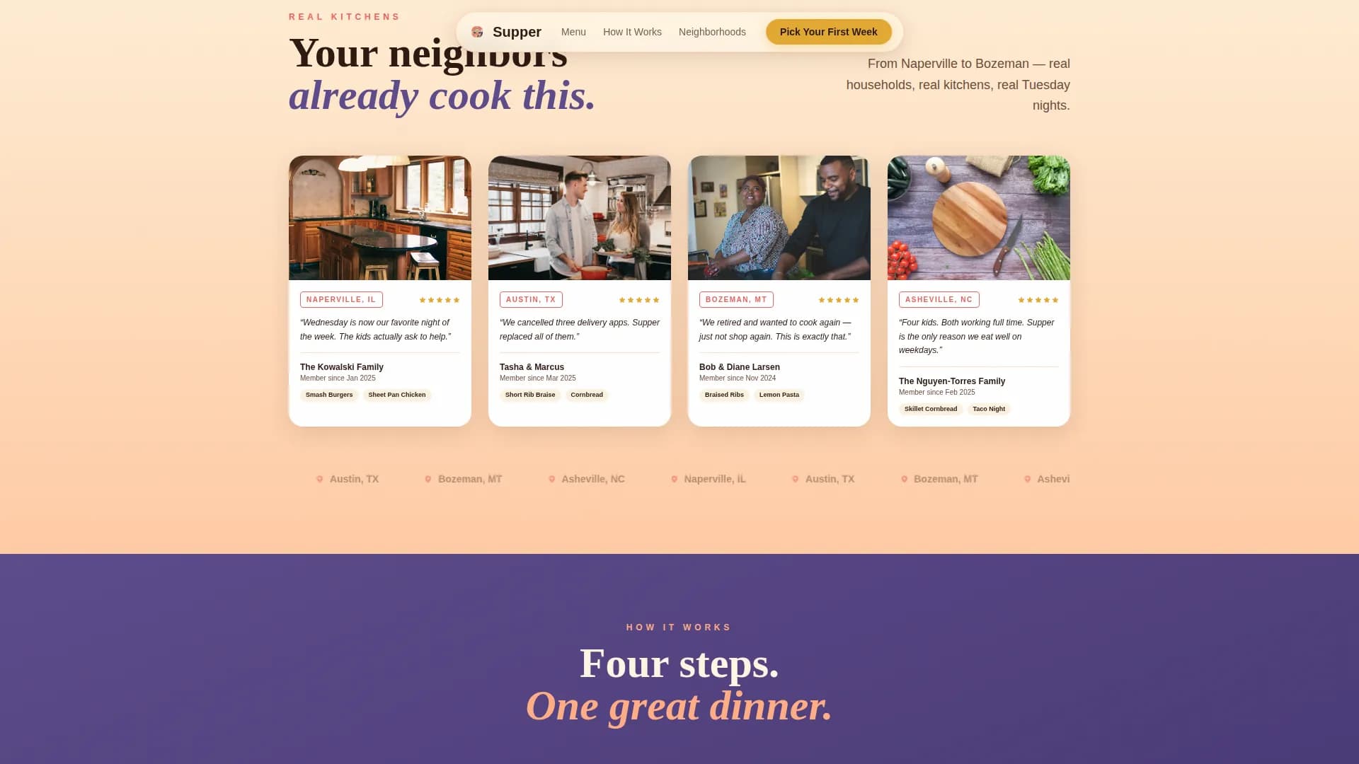 Supper — Meal Kit Subscription Landing Page Template
