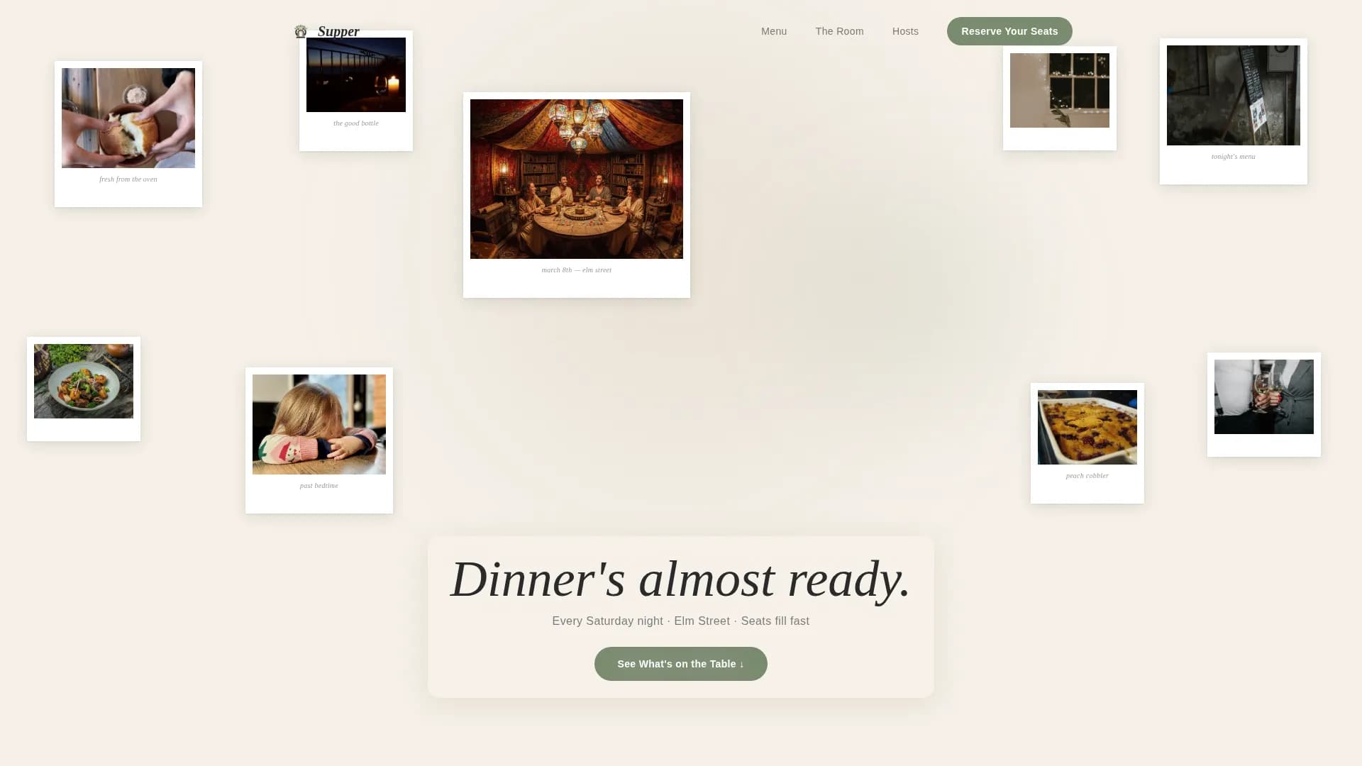 Supper — Supper Club Reservations Landing Page Template