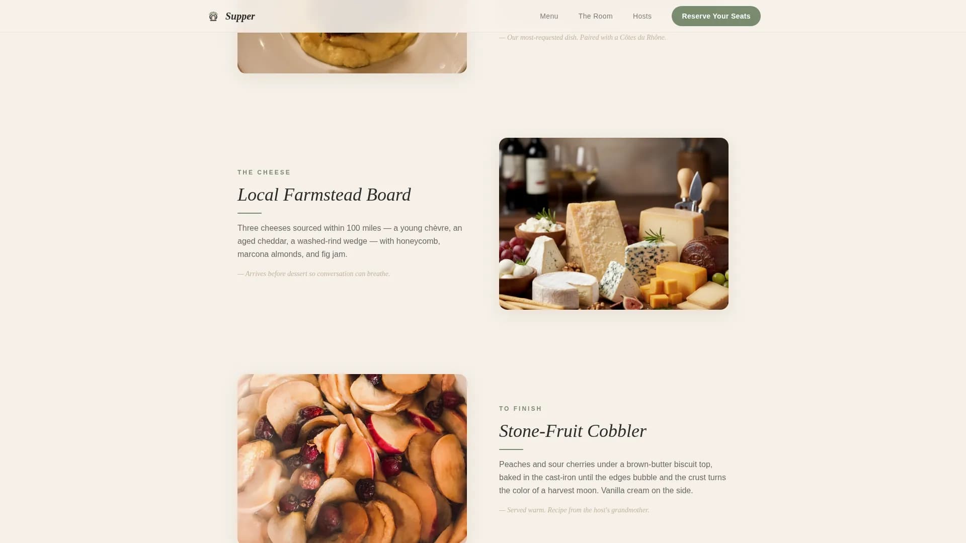 Supper — Supper Club Reservations Landing Page Template