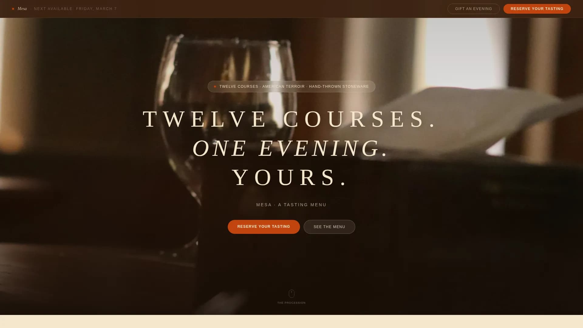 Mesa — Tasting Menu Bookings Landing Page Template
