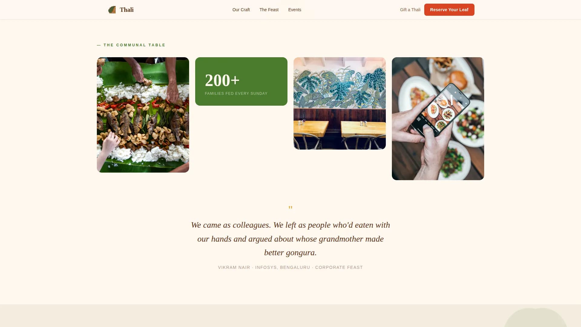 Thali — Restaurant Reservations Landing Page Template