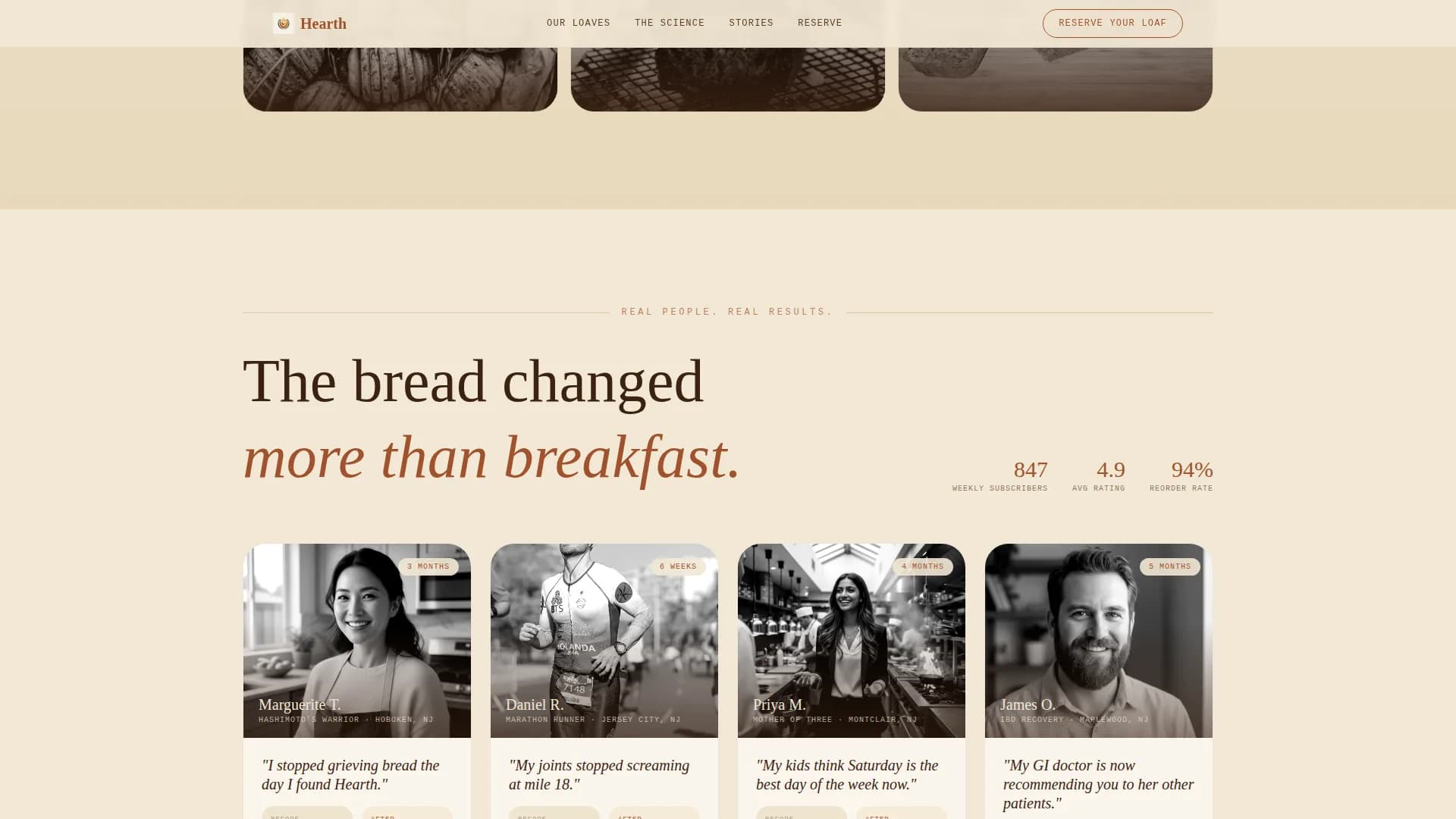 Hearth — Anti-Inflammatory Bakery Booking Landing Page Template