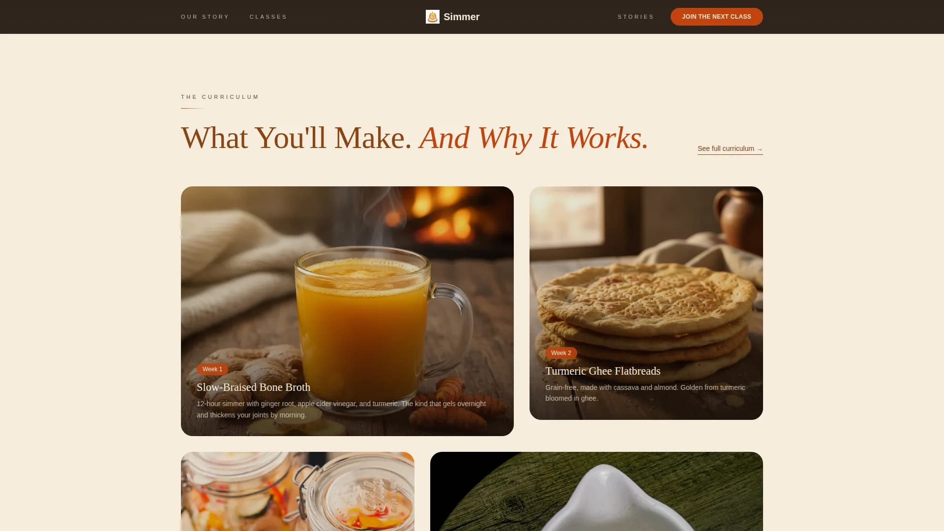 Simmer — Cooking Class Enrollment Landing Page Template