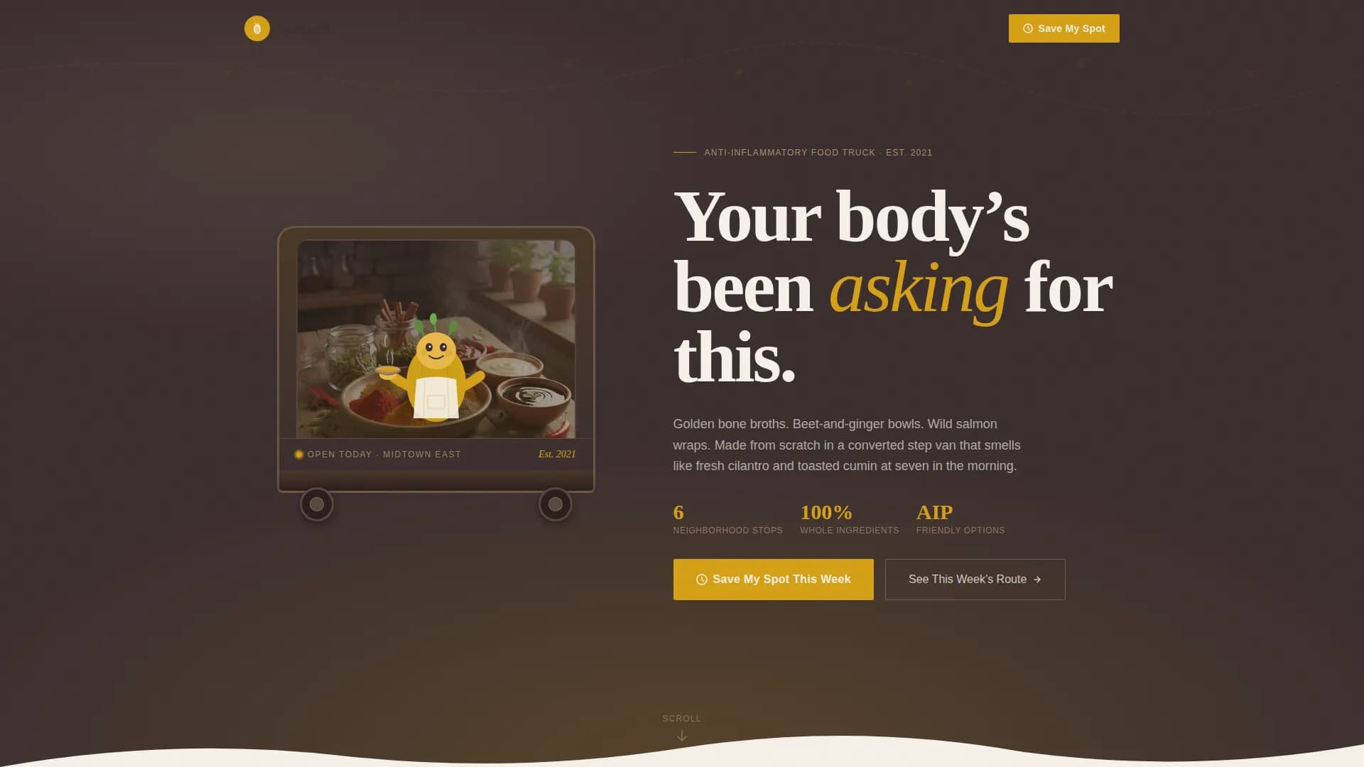 Turmeric — Food Truck Ordering Landing Page Template