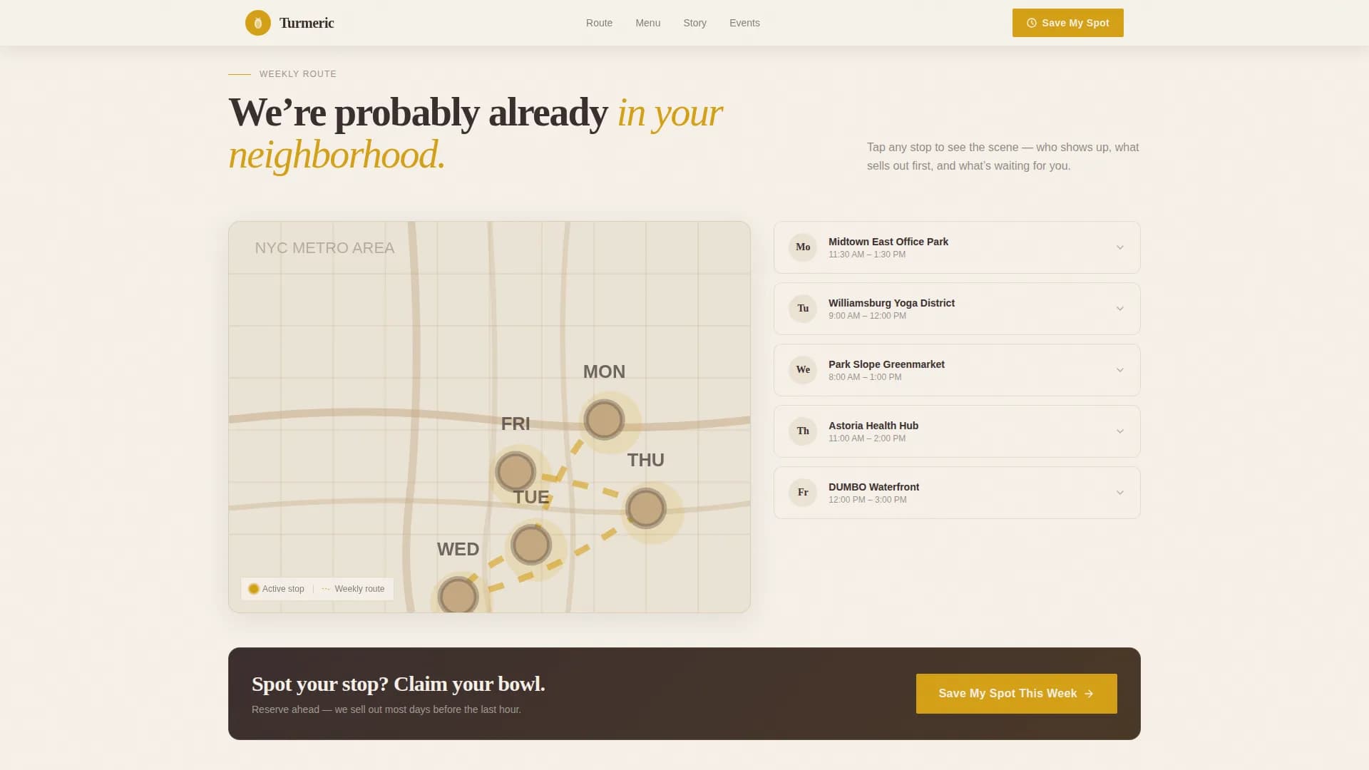 Turmeric — Food Truck Ordering Landing Page Template
