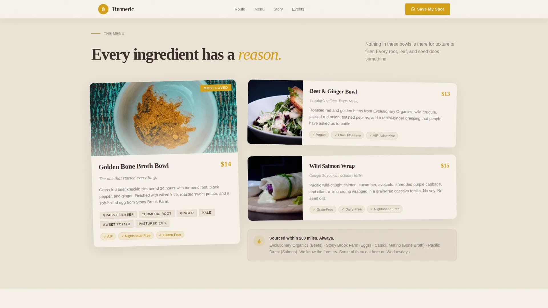 Turmeric — Food Truck Ordering Landing Page Template