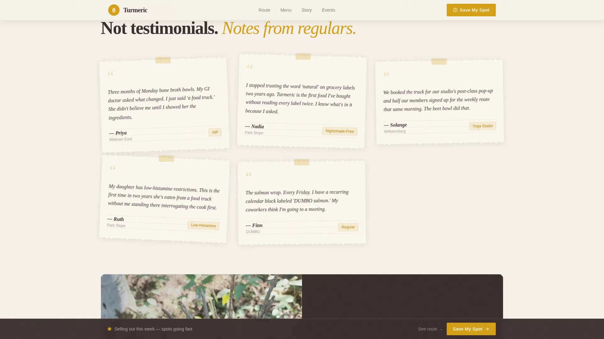 Turmeric — Food Truck Ordering Landing Page Template