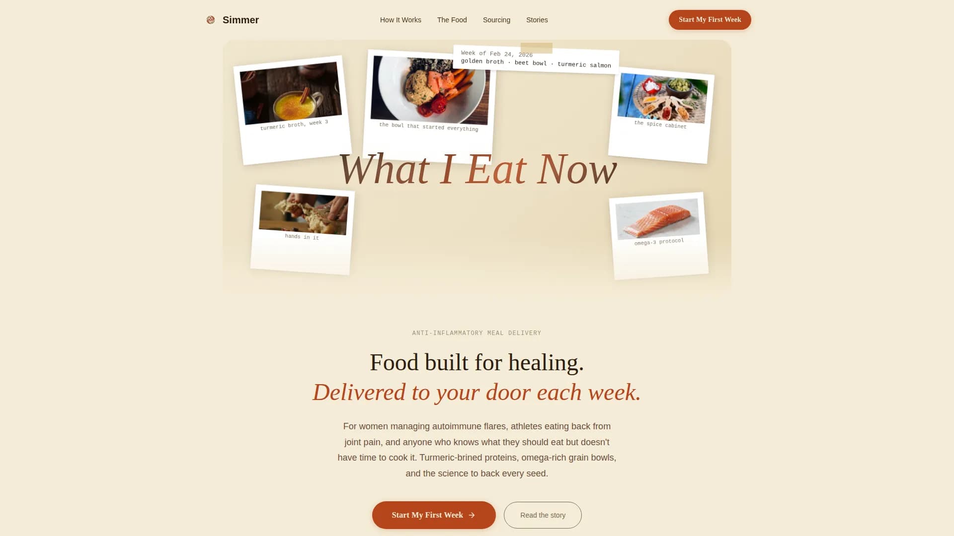 Simmer — Meal Delivery Booking Landing Page Template