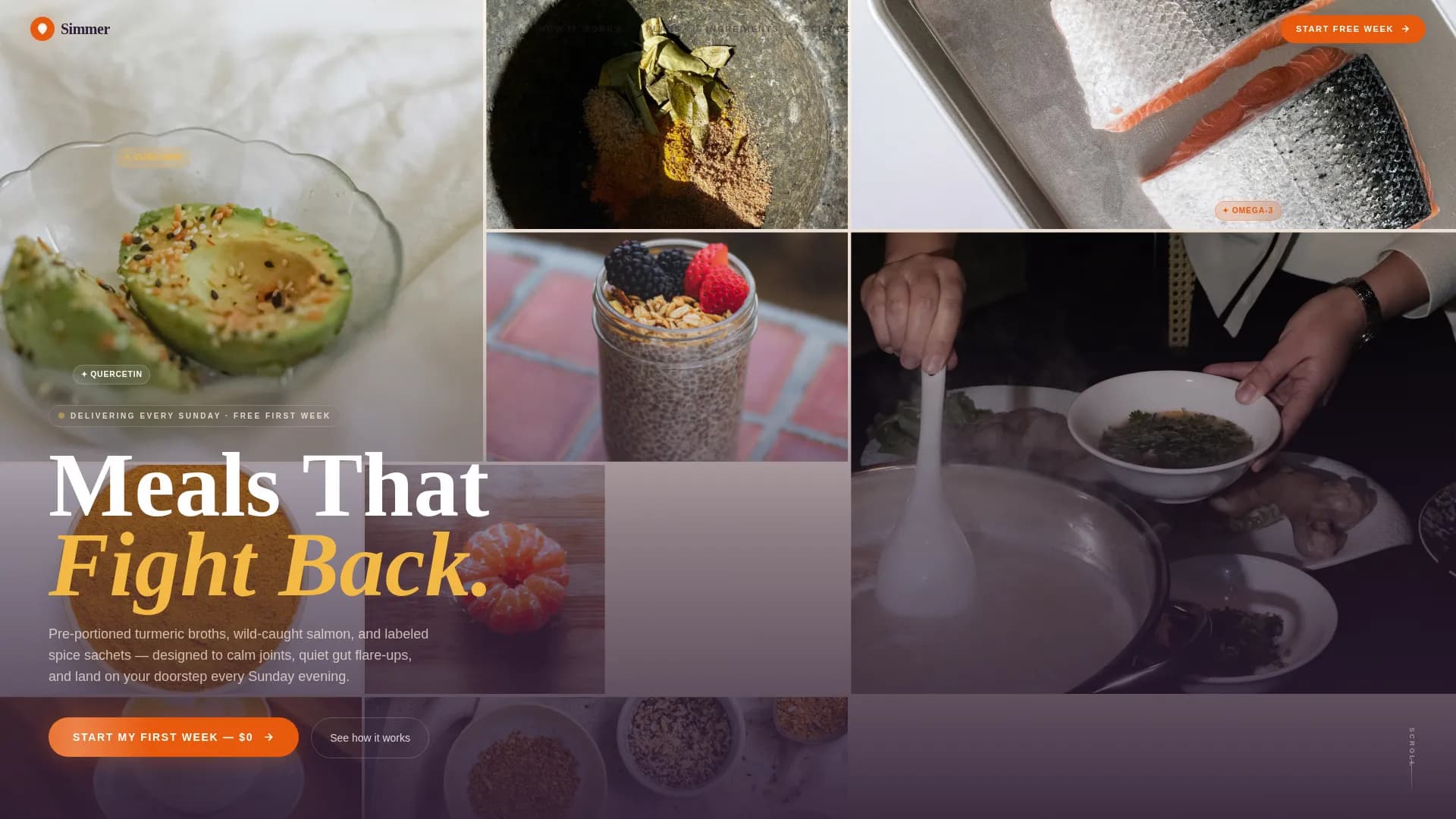 Simmer — Nutritious Meal Kit Landing Page Template