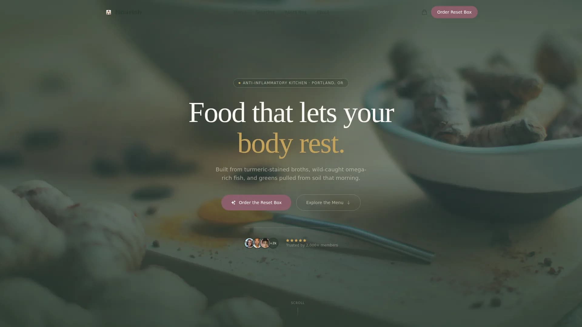Nourish — Wholefood Restaurant Landing Page Template