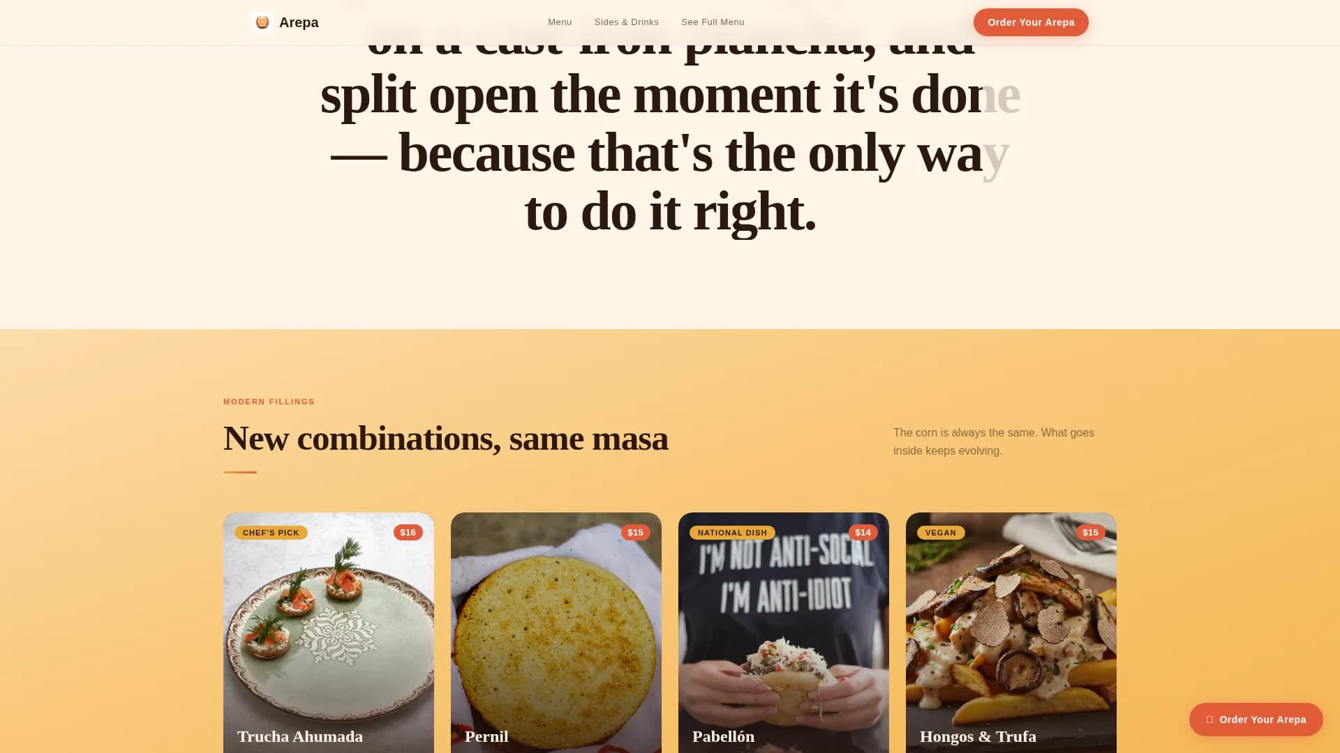 Arepa - Warm Sunset Gallery Landing Page Template