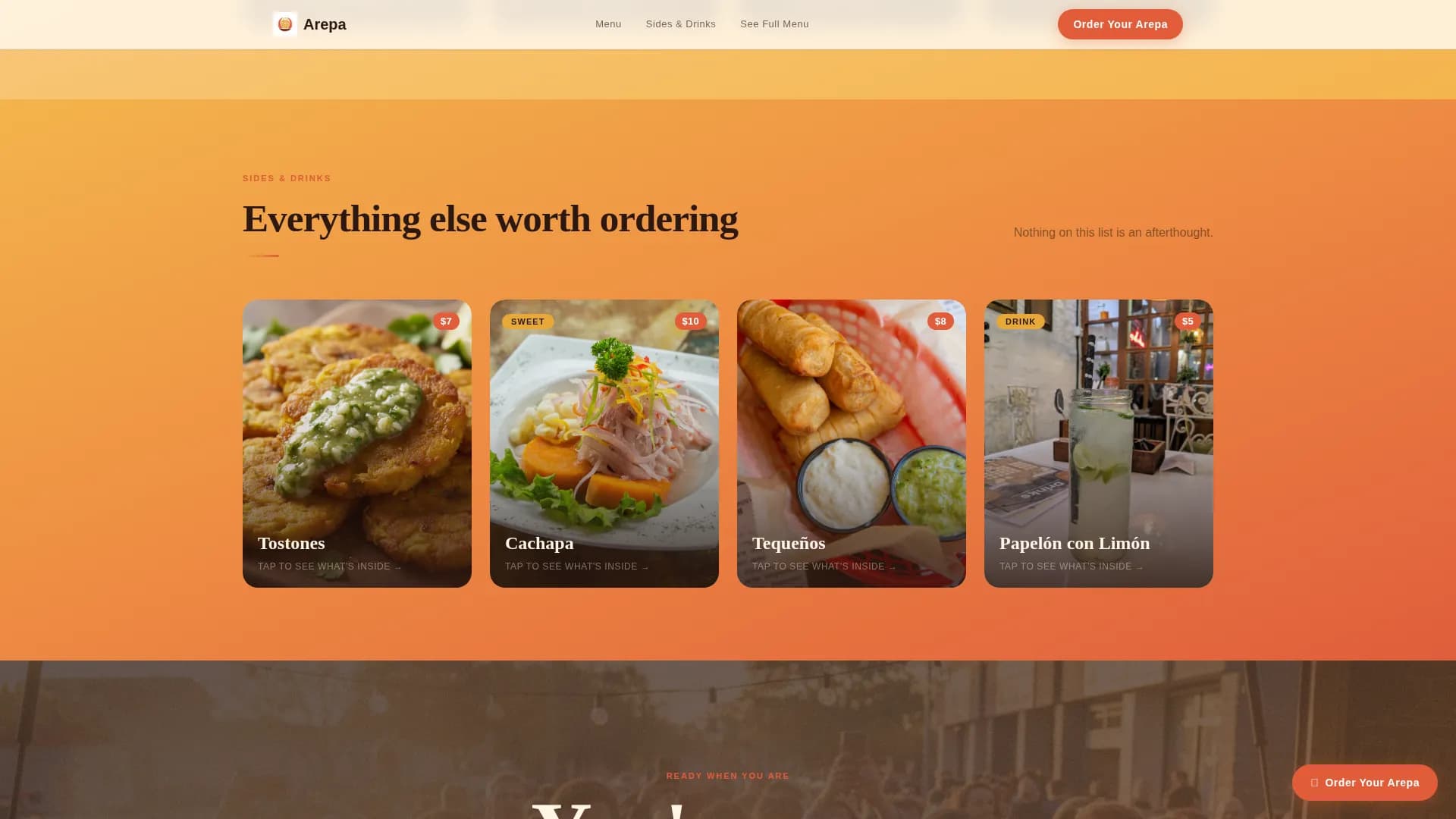Arepa - Warm Sunset Gallery Landing Page Template