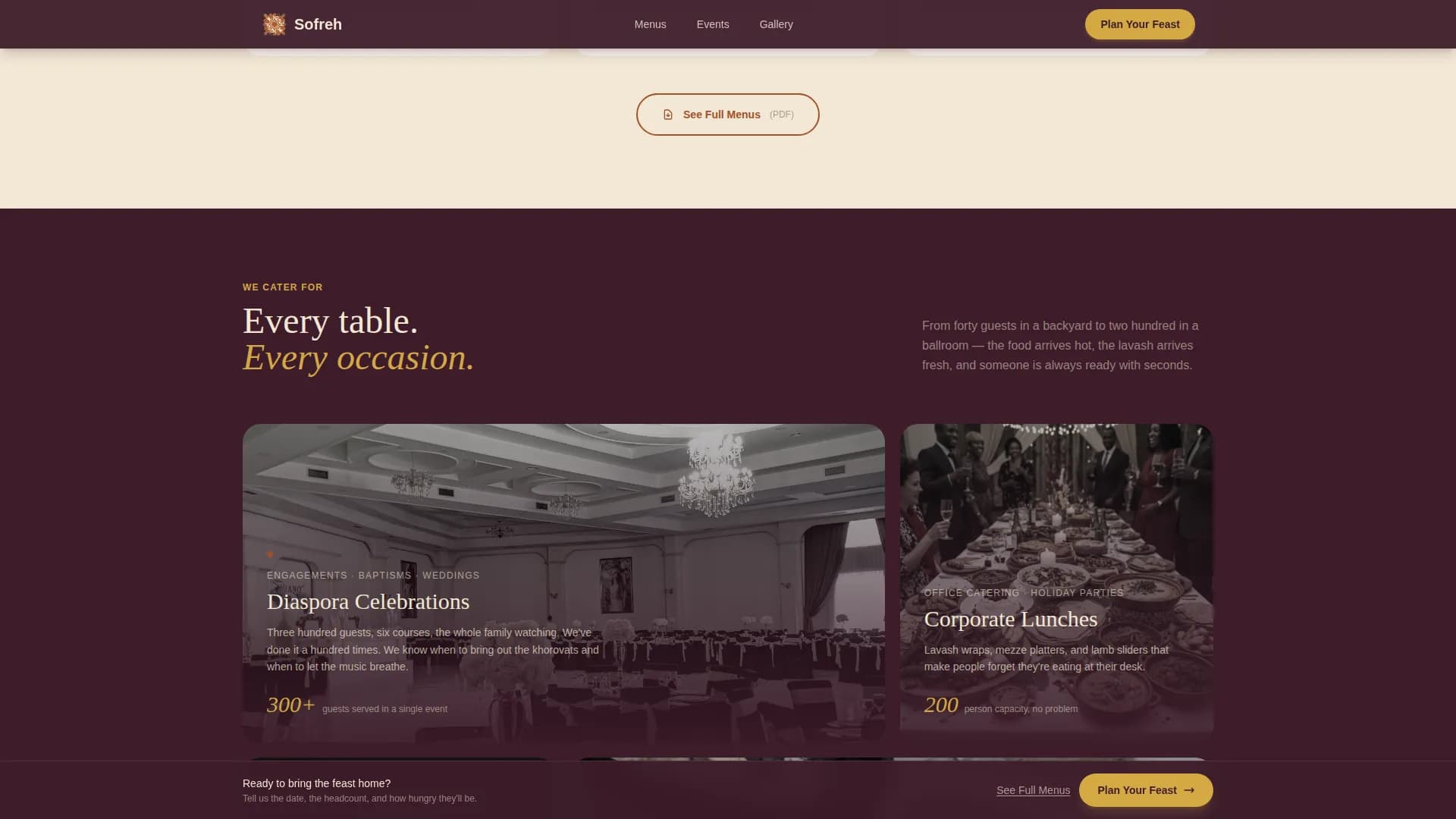 Sofreh - Authentic Armenian Catering Landing Page Template