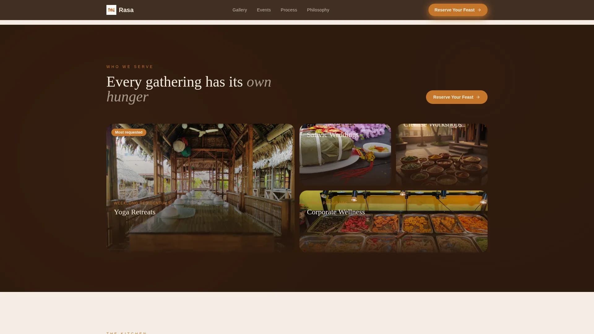 Rasa — Artisan Ayurvedic Catering Landing Page Template