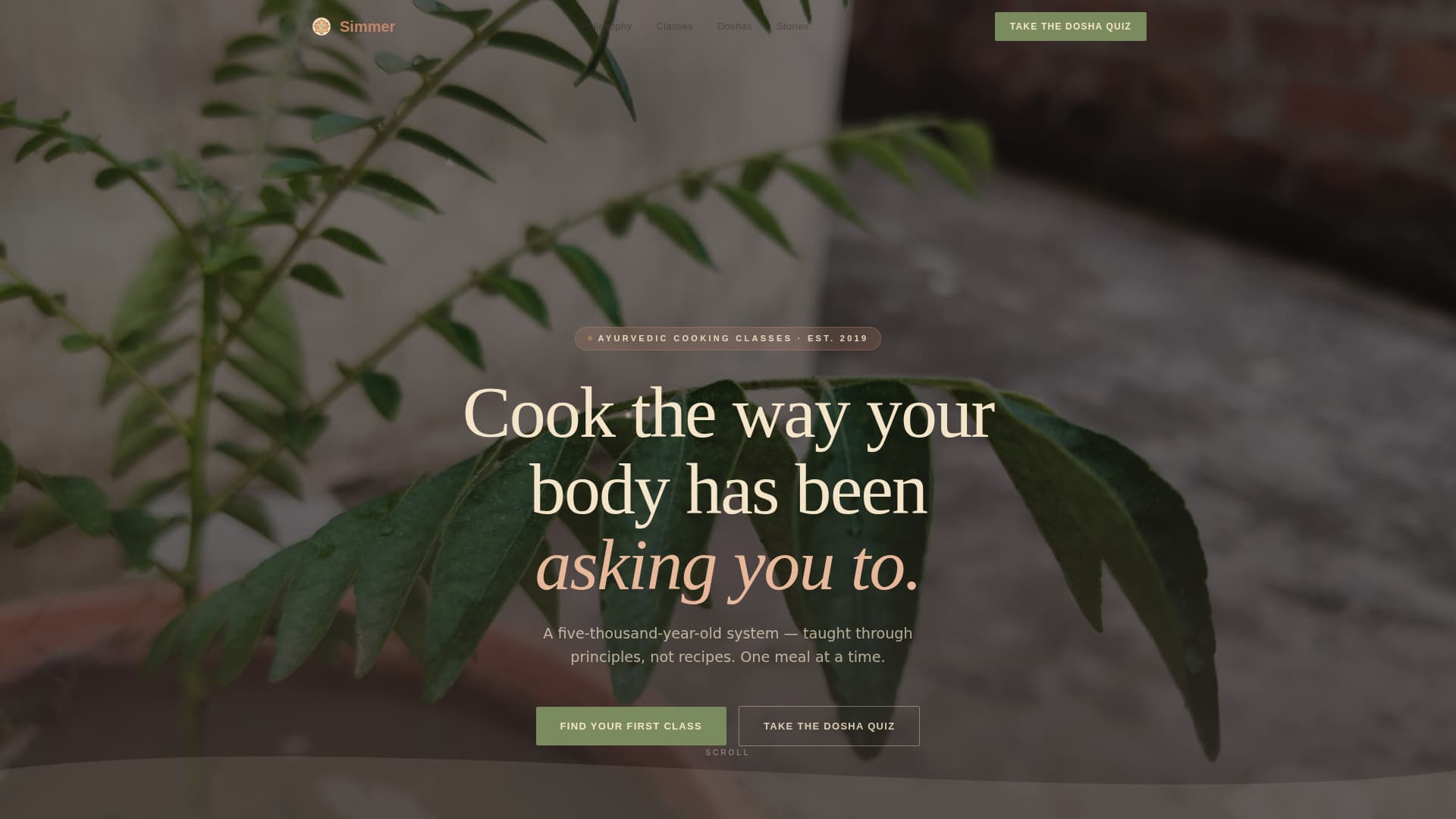 Simmer - Nourishing Ayurvedic Landing Page Template