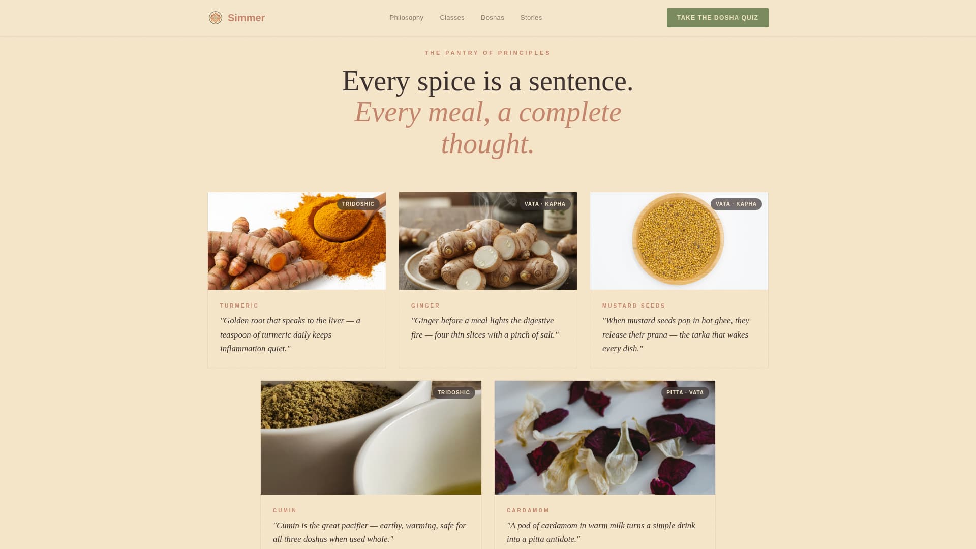 Simmer - Nourishing Ayurvedic Landing Page Template