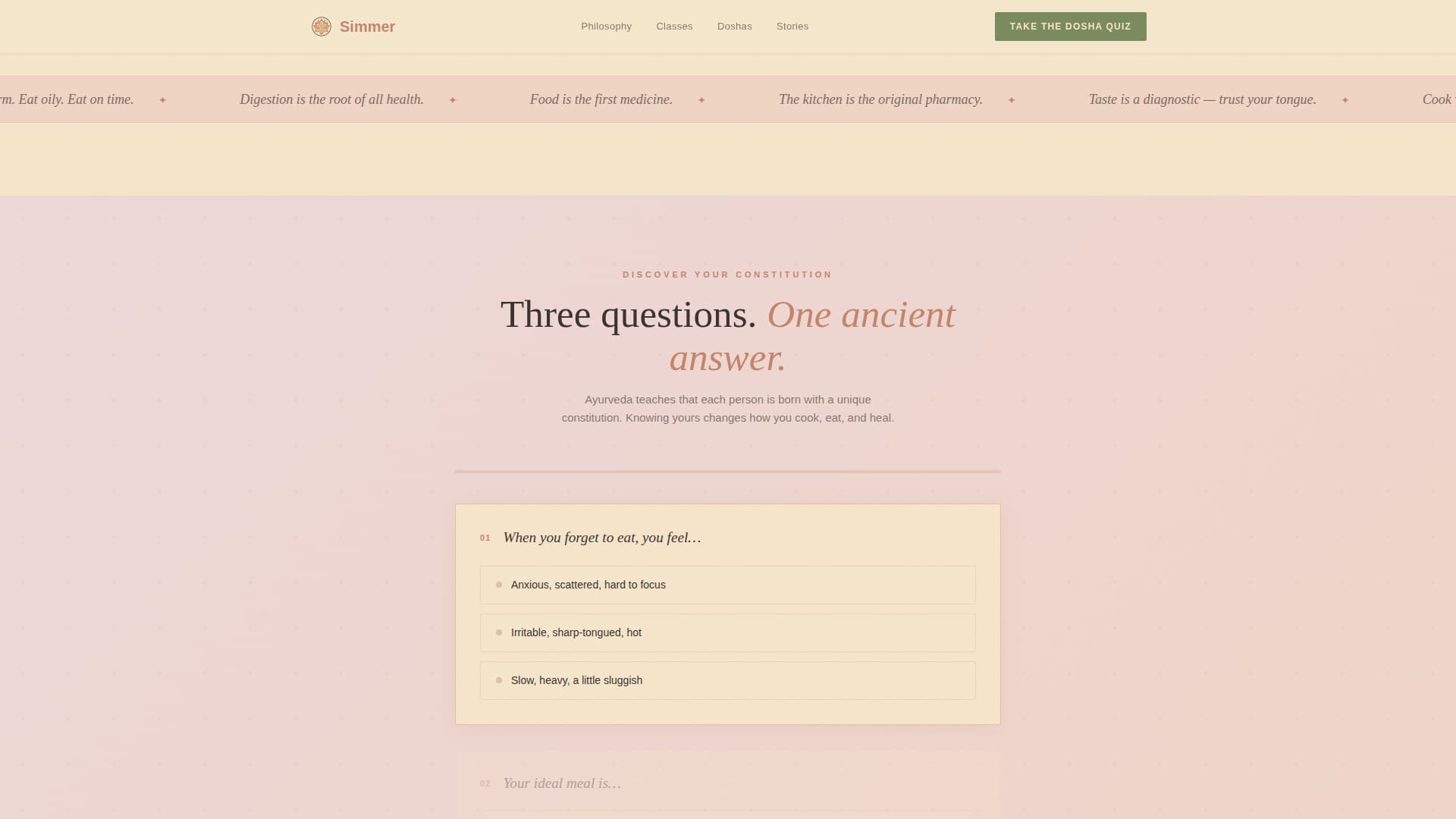Simmer - Nourishing Ayurvedic Landing Page Template
