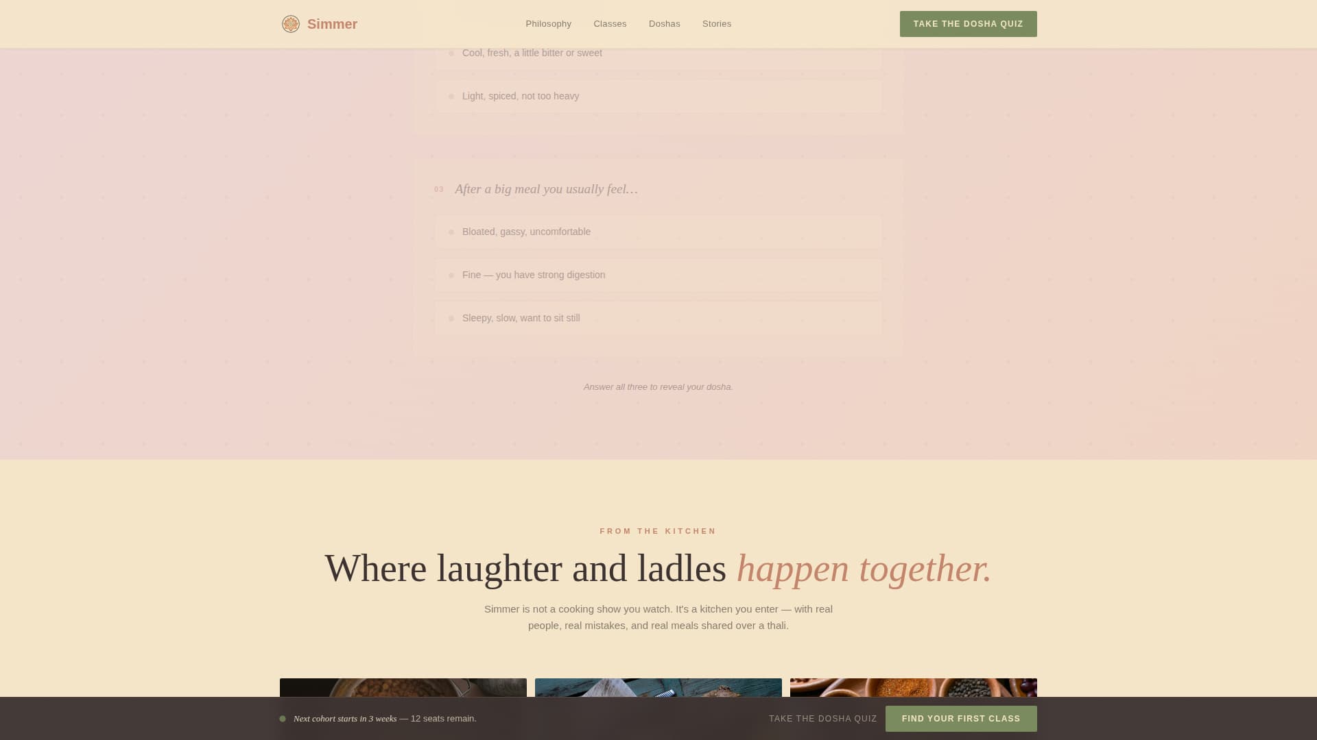 Simmer - Nourishing Ayurvedic Landing Page Template