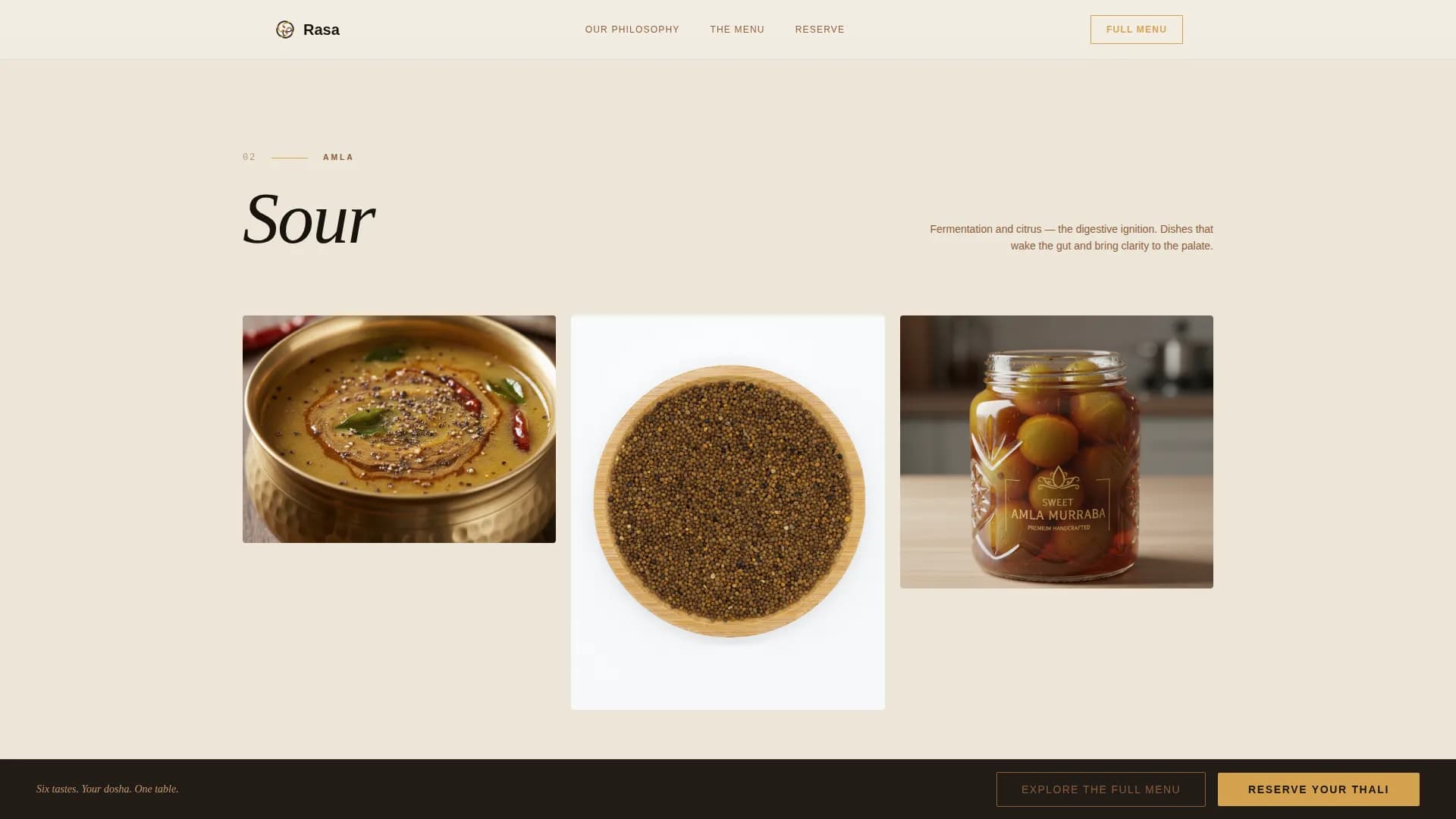 Balance — Refined Ayurveda Dining Landing Page Template