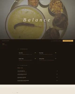 Balance — Refined Ayurveda Dining Landing Page Template