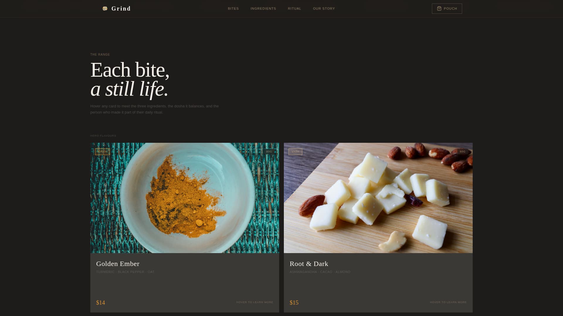 Grind - Artisan Ayurvedic Landing Page Template