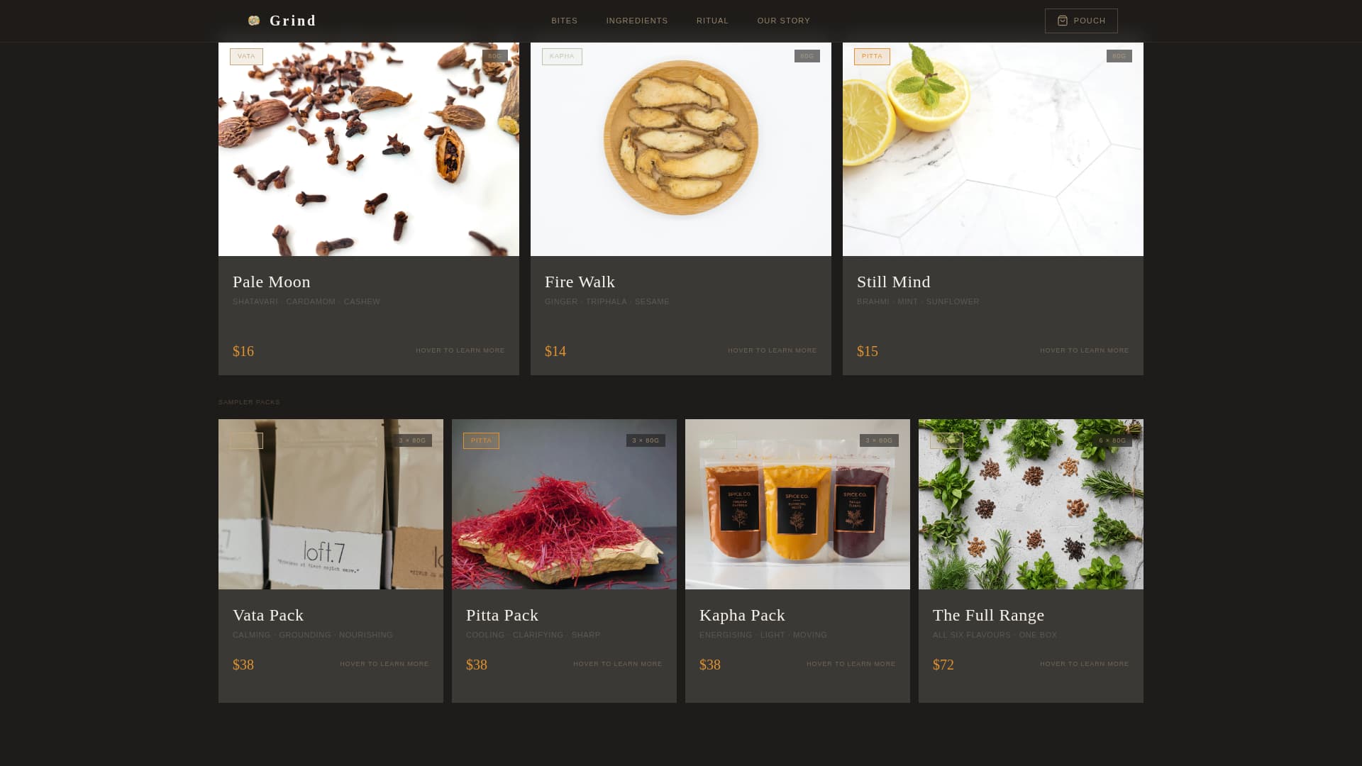 Grind - Artisan Ayurvedic Landing Page Template