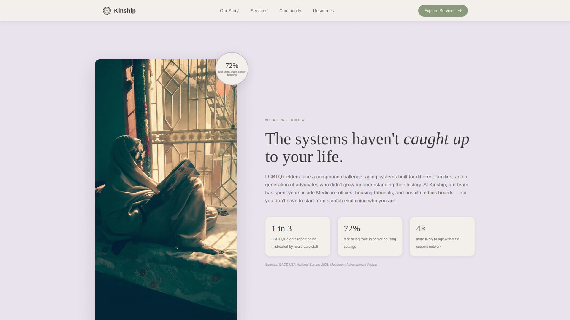 Kinship - Affirming Eldercare Landing Page Template