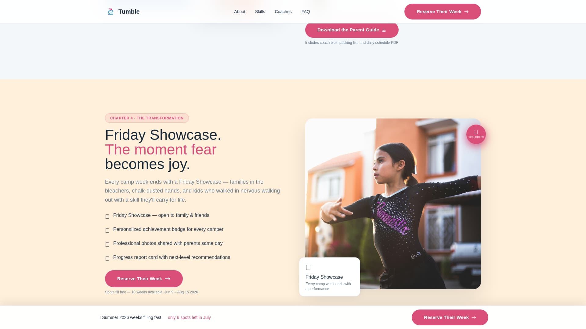 Kids Gymnastics Booking Website Template