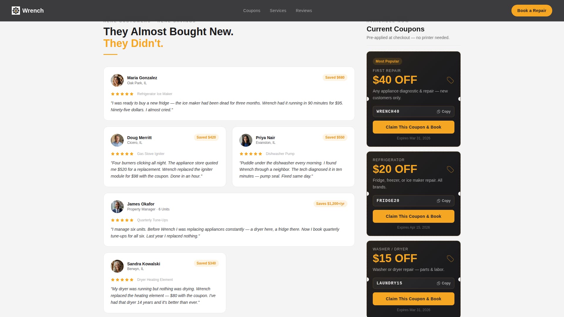 Appliance Repair Marketing Booking Website Template
